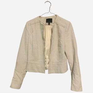 Banana Republic Linen & Cotton Blend Light Gray Cropped Blazer